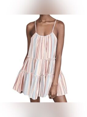 dRA Los Angeles Nathalie Striped Tiered Spaghetti Strap Dress sz Small